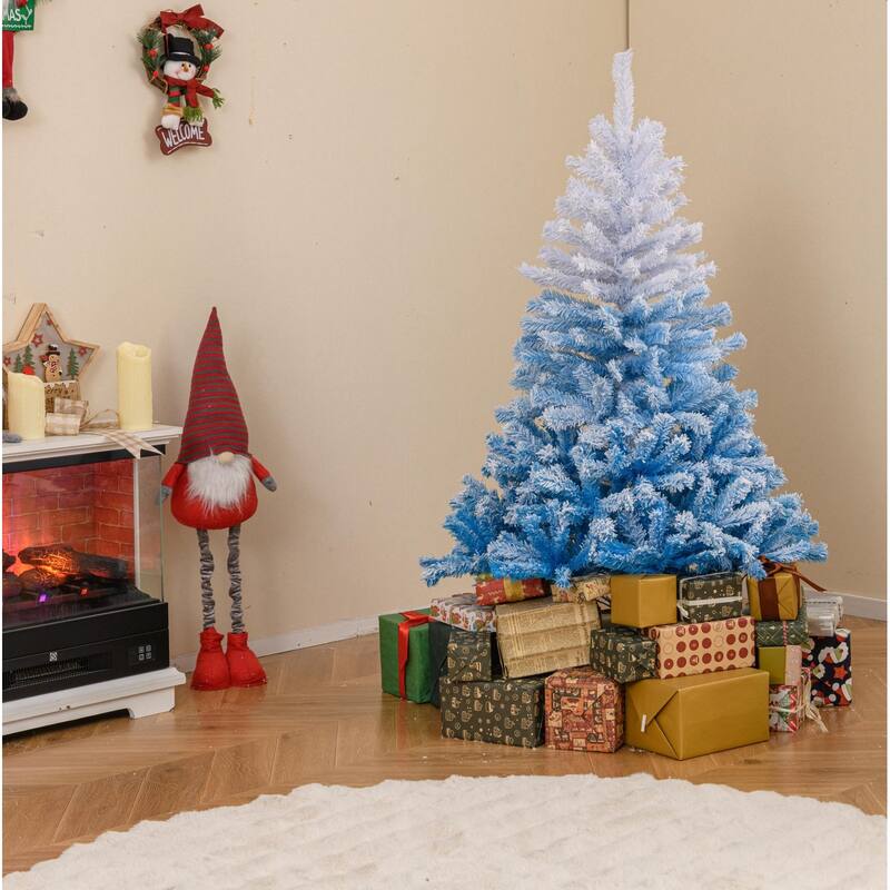 Artificial Flocked Christmas Tree with Metal Stand and Snow-Tipped Branches Ideal Holiday Decoration