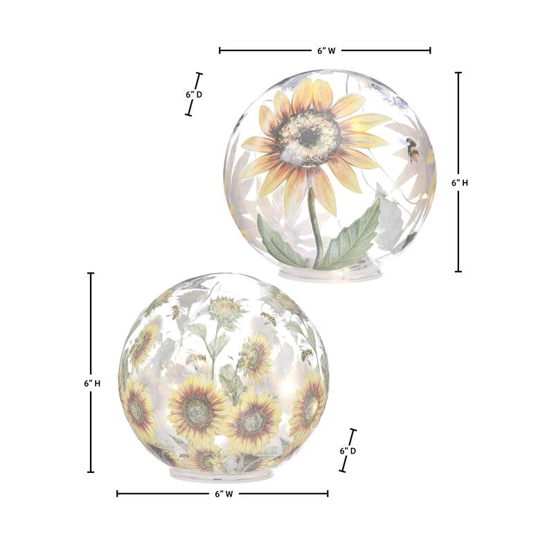 6" Glass LED Sunflower Table Piece
