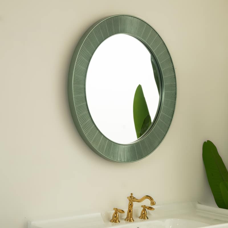 Cyclis Thick Green Frame PU Art Decorative Mirror - Bathroom, Bedroom, Living Room - Green,Silver
