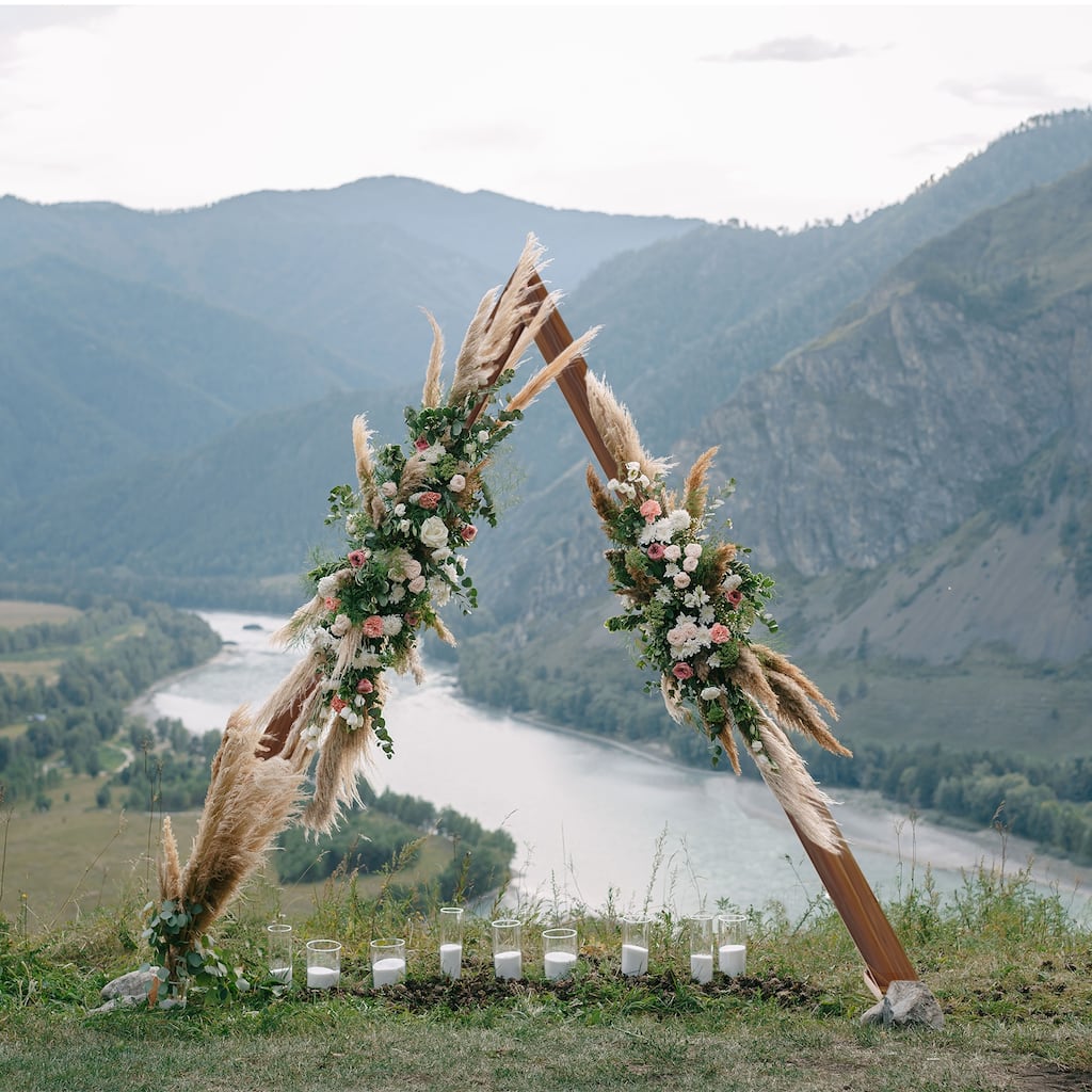 Wooden Rustic Triangle Backdrop Wedding Arch Stand Arbor Frame for Indoor Outdoor