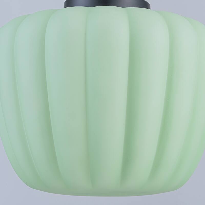 Modern 1-Light Green Lantern Glass Pendant Light for Kitchen Island, Dining Room