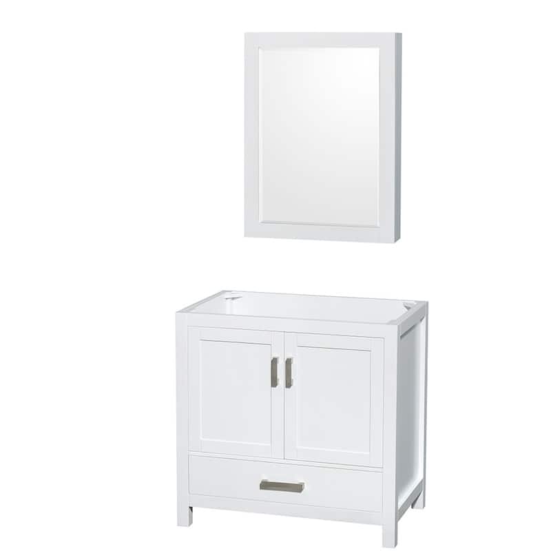 Wyndham Collection Sheffield 36" Hardwood Vanity Cabinet and Medicine - White - Colored