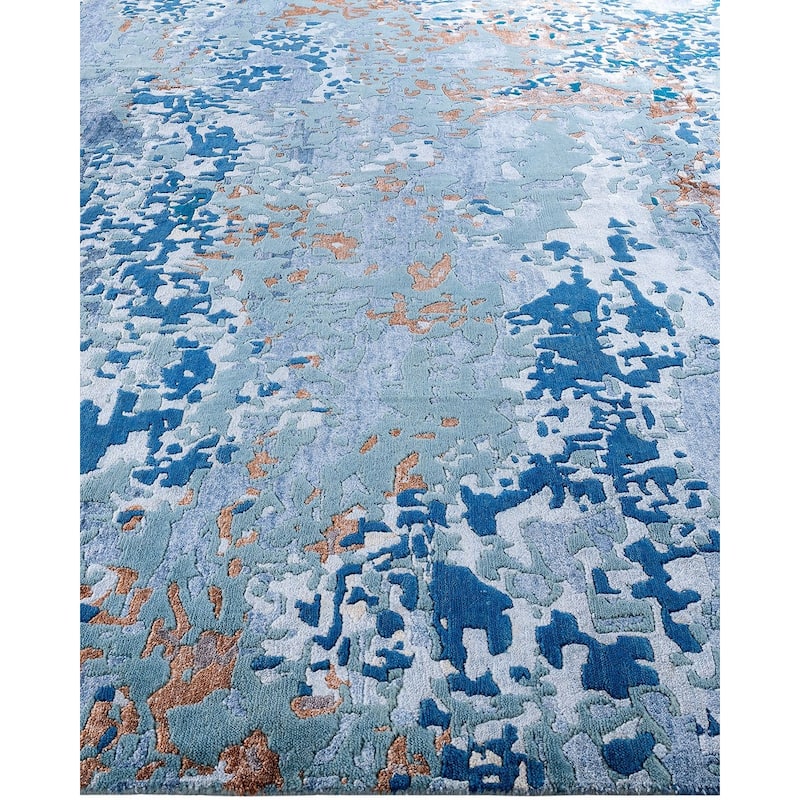 Modern One-of-a-Kind Hand-Knotted Area Rug - White, 9' 2" x 12' 1" - 9' 2" x 12' 1"