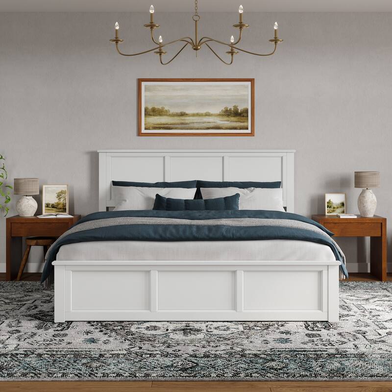 Charlotte Solid Wood Low Profile Platform Bed with Matching Footboard