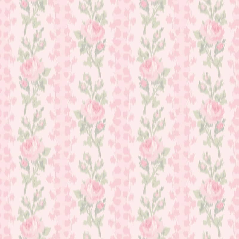 LoveShackFancy NuWallpaper Blooming Heirloom Strawberry Macaron Rose Stripe Peel and Stick Wallpaper