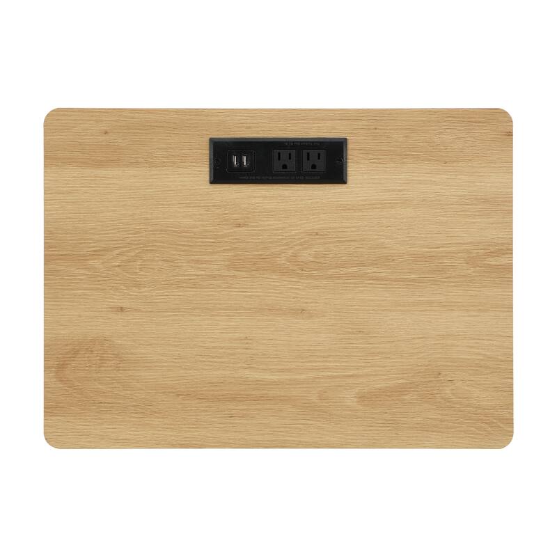 Nightstand with Outlet & USB Port, Modern Bedside Table with Charging Station and Storage Drawer, Modern Design