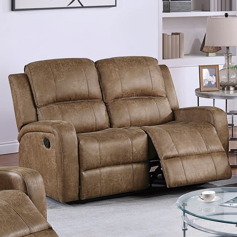 Leather-Like Fabric Upholstered Manual Motion Loveseat