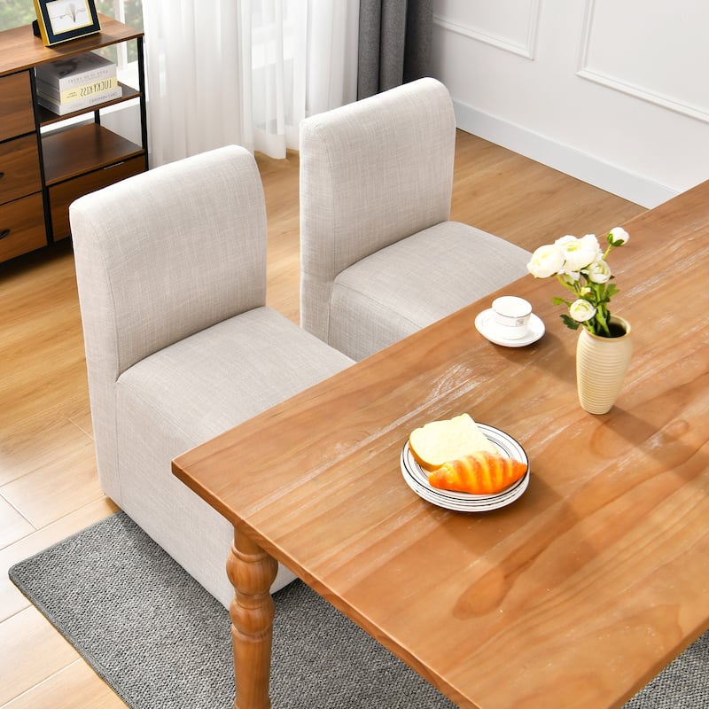Upholstered Rolling Dining Chair with Casters