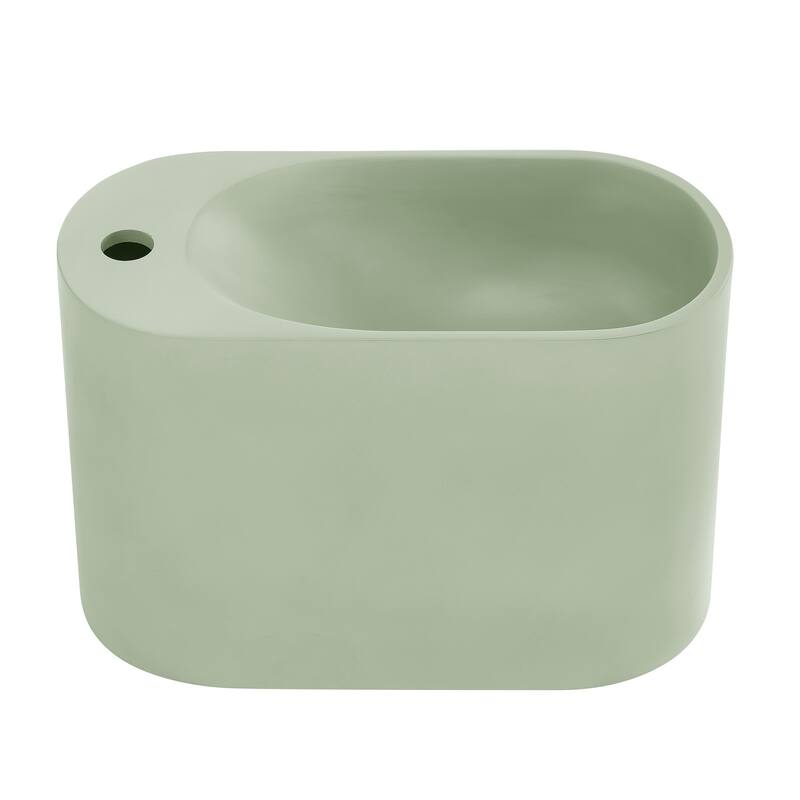Terre 18" Solid Surface Oval Wall-Mounted Sink With Left Side Faucet Mount In Matte Palm Green - 18