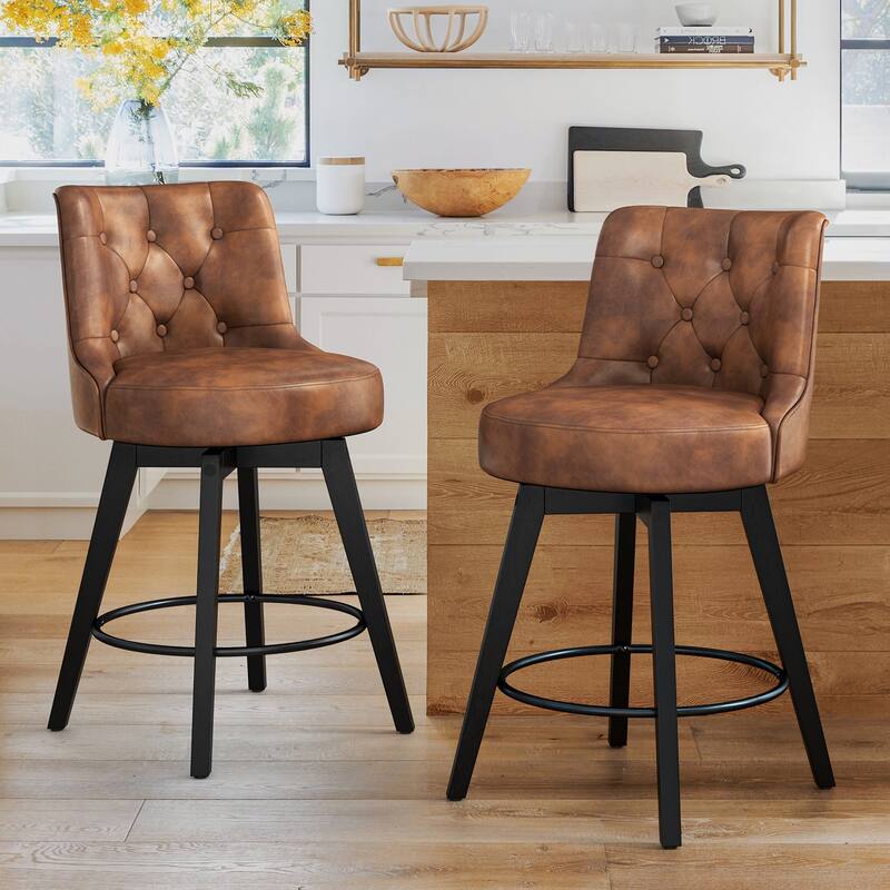 LUE BONA 26" Counter Height Bar Stools Swivel Bar stool for Kitchen Island - 26" H