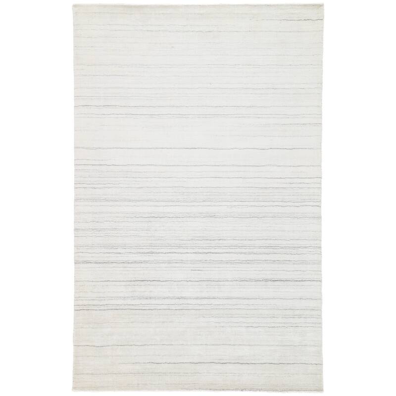 Fleet Handmade Striped Area Rug - 5' x 8' - White/Grey - Runner/Rectangle