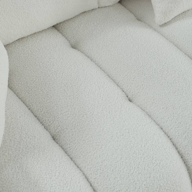 GDFStudio - 3-Seater Teddy Fabric 81" Sofa with 3 Back Pillows and 3 Back Cushions