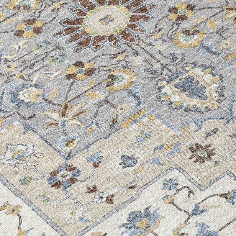 Machine Washable Indoor/ Outdoor Traditional Kolkata Chantille Rug