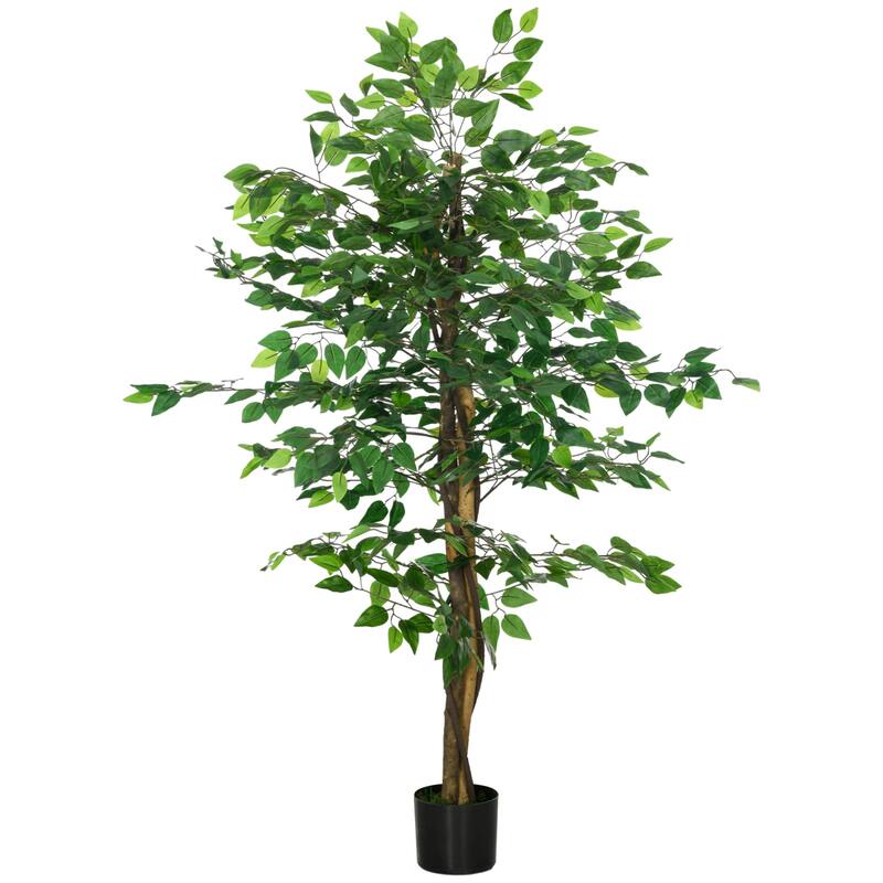 5ft Artificial Ficus with Pot, Indoor Outdoor Fake Plant