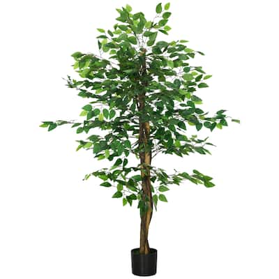 5ft Artificial Ficus with Pot, Indoor Outdoor Fake Plant