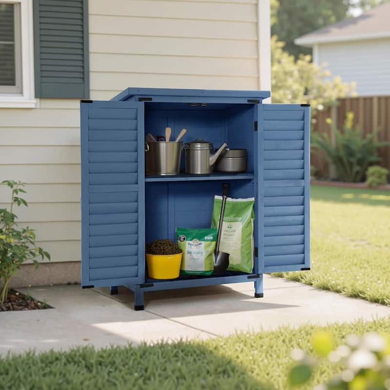 MCombo Small Outdoor Storage Cabinet Shed with Double Doors (24.6" x 18.3" x 38.2"), Wooden 0985