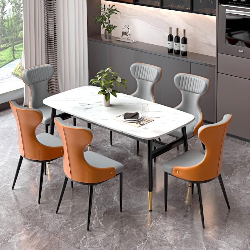 Modern Wingback Dining Chairs Accent Chair Armless Chair with Tufted Back (Set of 2) - Grey