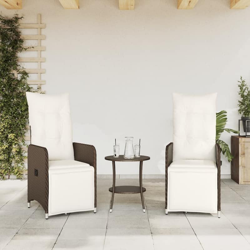 vidaXL Reclining Patio Chair with Cushions Outdoor Seat Furniture Poly Rattan