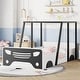 preview thumbnail 3 of 12, Twin Size Pine Wood Car-shaped Bed with Roof, wheels, door Design, Montessori Inspired Bedroom