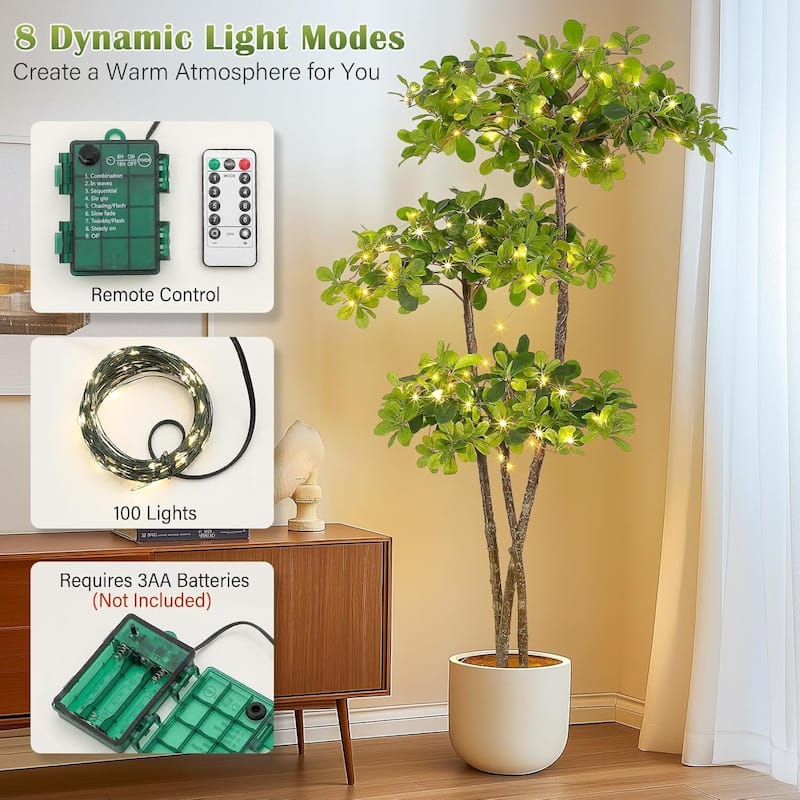 Artificial Olive Tree Plants with LED Lights in Plastic Pot