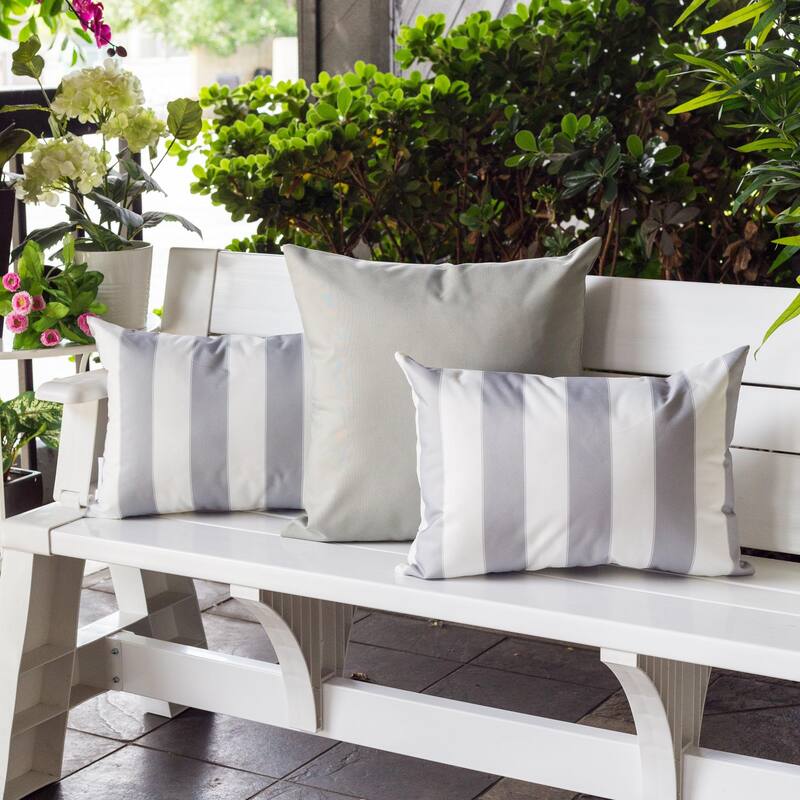 Striped Throw Pillow Indoor Outdoor Use Weather Resistant 14x20 Inches