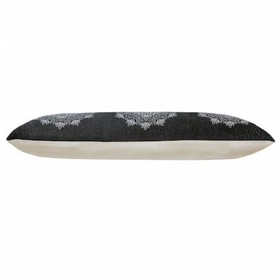 HomeRoots 14" X 36" Jet Black And White 100% Cotton Geometric Zippered Pillow