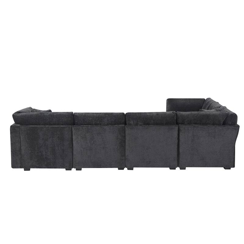 Christopher Knight Home - Verona 7-Piece Reversible Modular Fabric Sectional Sofa with Ottoman, Square Arms & Pillow Back