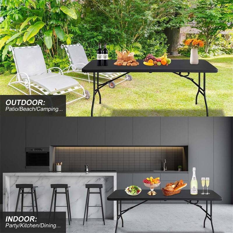 4ft, 6ft or 8ft Indoor and Outdoor Portable Foldable Table for Camping