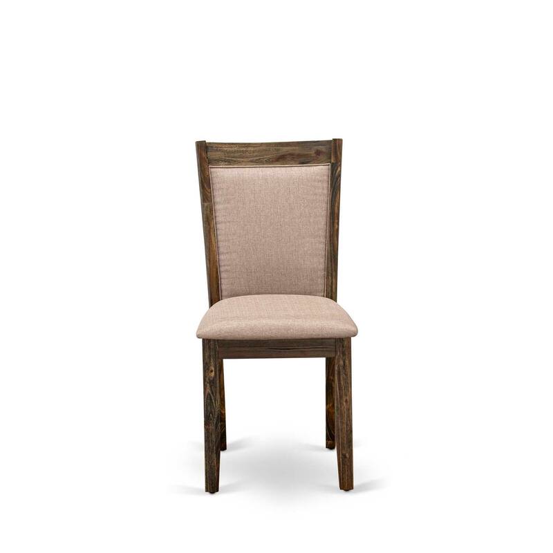 HomeStock 3-Piece Distressed Jacobean Finish Solid Wood Top Dining Table with 2 Upholstered Chairs