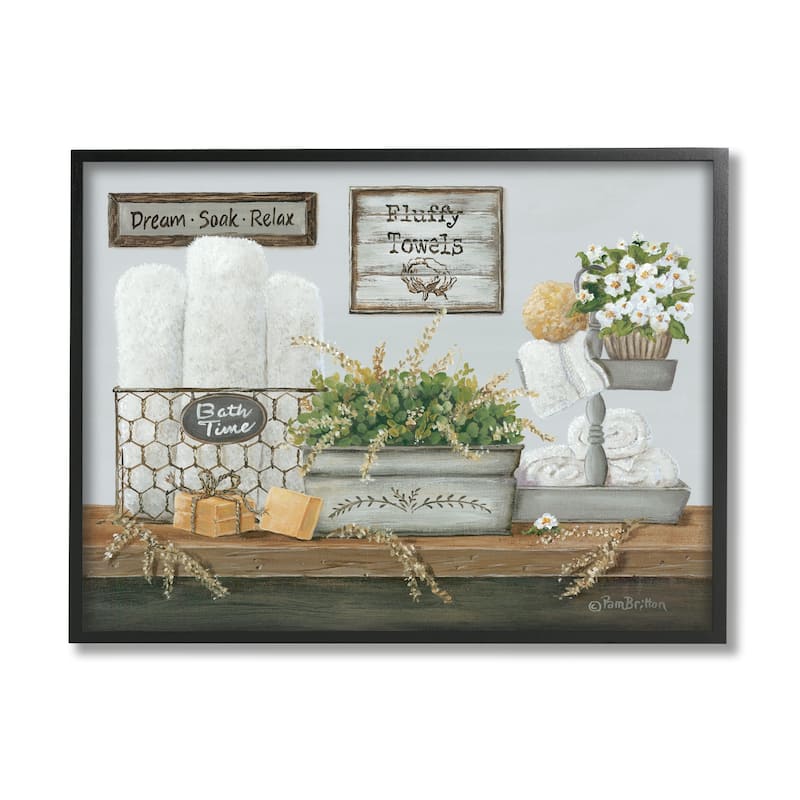 Stupell Country Washroom Counter Still Life Bathroom Towel Framed Wall Art - Blue