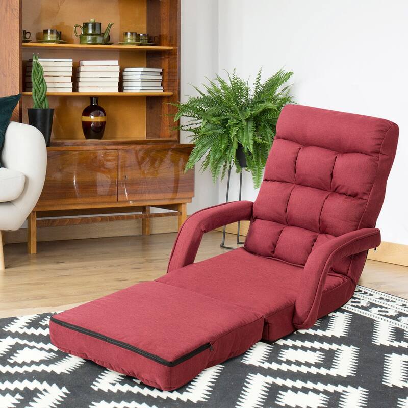 Folding Floor Massage Chair with Adjustable Backrest and Armrests