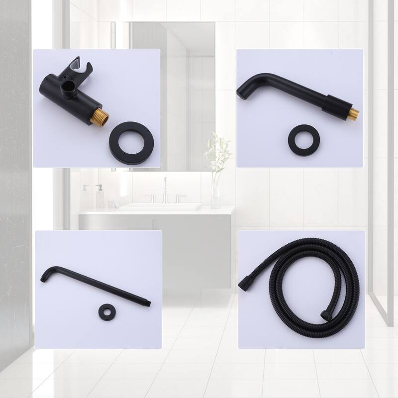 3-Way Complete Rain Shower System Black with High-pressure Handheld and Tub Spout