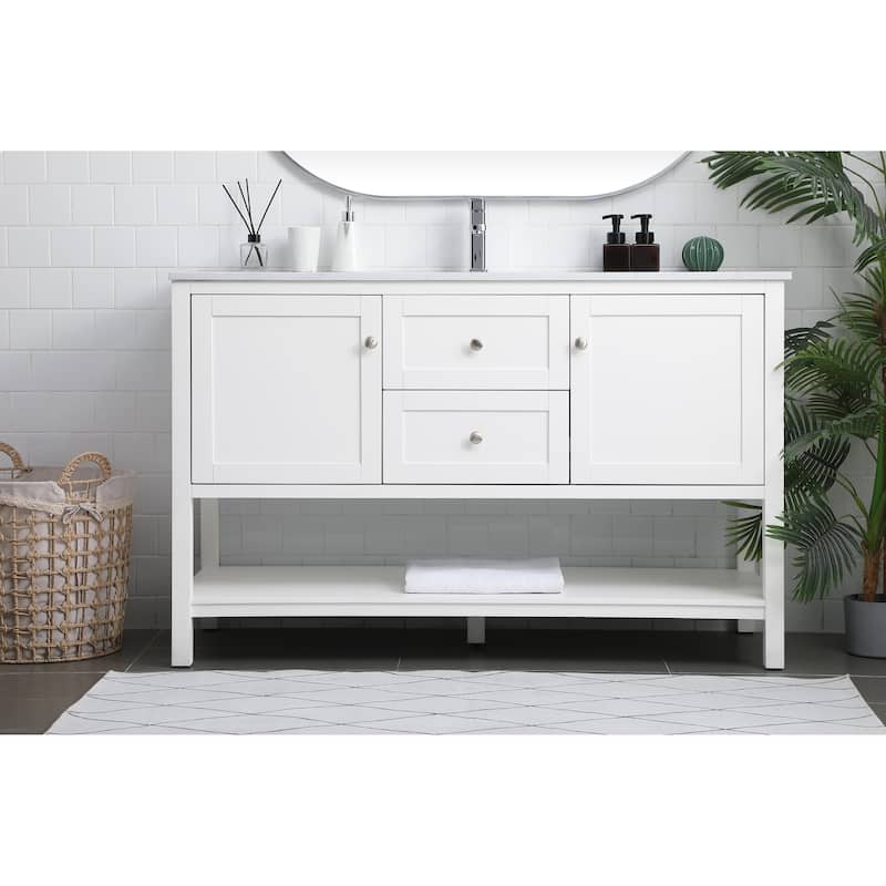 Legacy 42 - 60 Inch Single Bathroom Vanity - 54 Inches - White