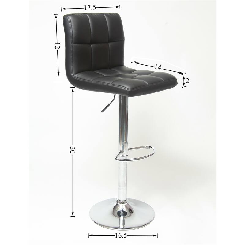 Swivel Faux Leather Adjustable Hydraulic Bar Stool,Set of 2