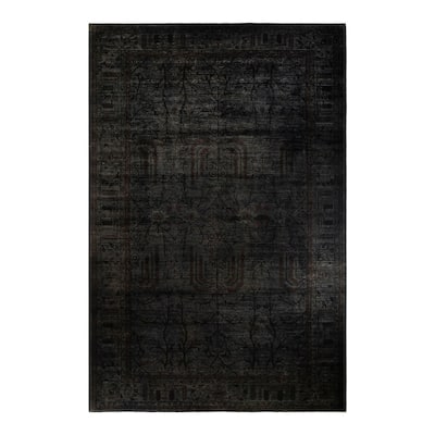 Overton Hand Knotted Wool Vintage Inspired Modern Contemporary Overdyed Gray Area Rug - 11' 9" x 18' 1"