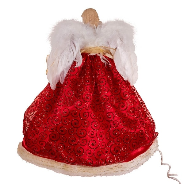 Kurt Adler 16-Inch 10-Light Angel Christmas Tree Topper – Formal Holiday Décor With Glitter Details