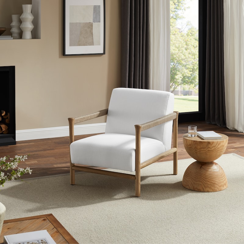 Art Leon Fabric and Wood Accent Armchair