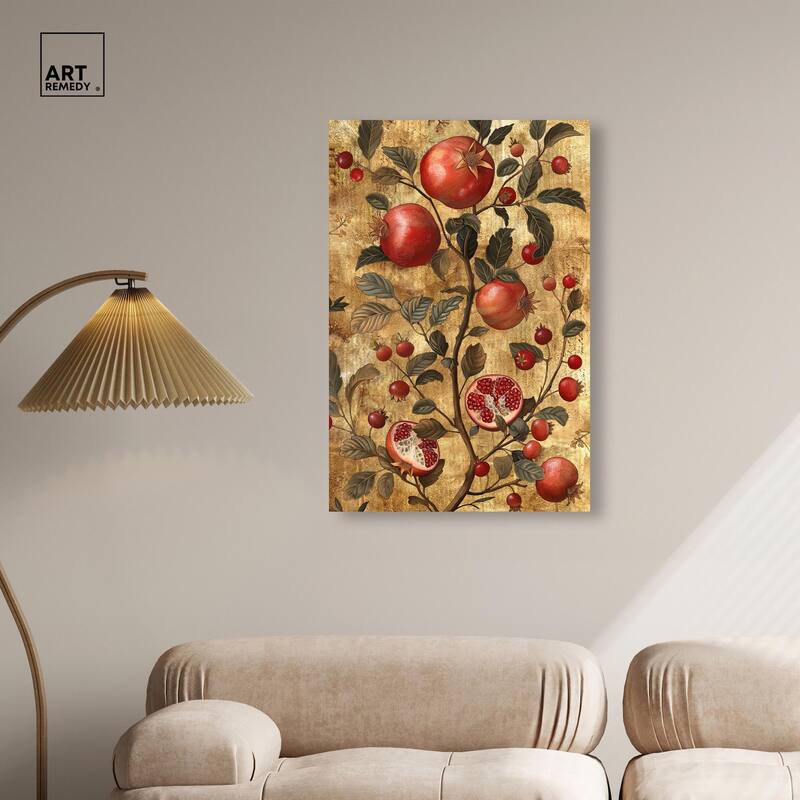 Golden Pomegranate Canvas by Art Remedy, Gallery Wrapped