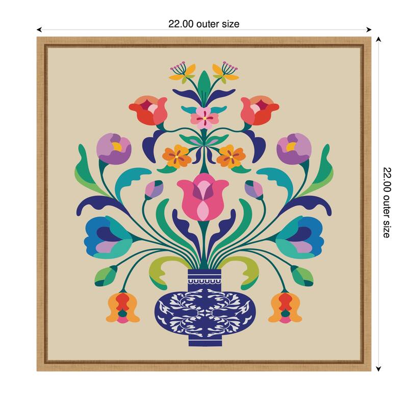 Kate and Laurel Floral Blue Vase by Rachel Lee Framed Canvas Wall Art Print