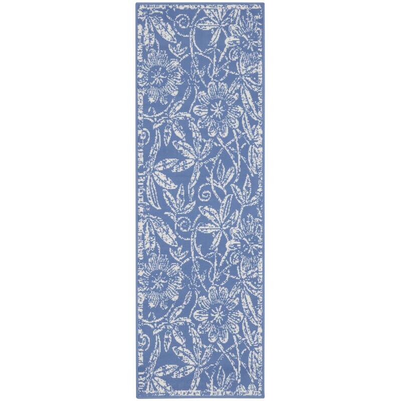 Gahe Power Loomed Distressed Abstract Floral Traditional Non Skid Stain Resistant Area Rug By HomeRoots - 96' X '24' X '0.39