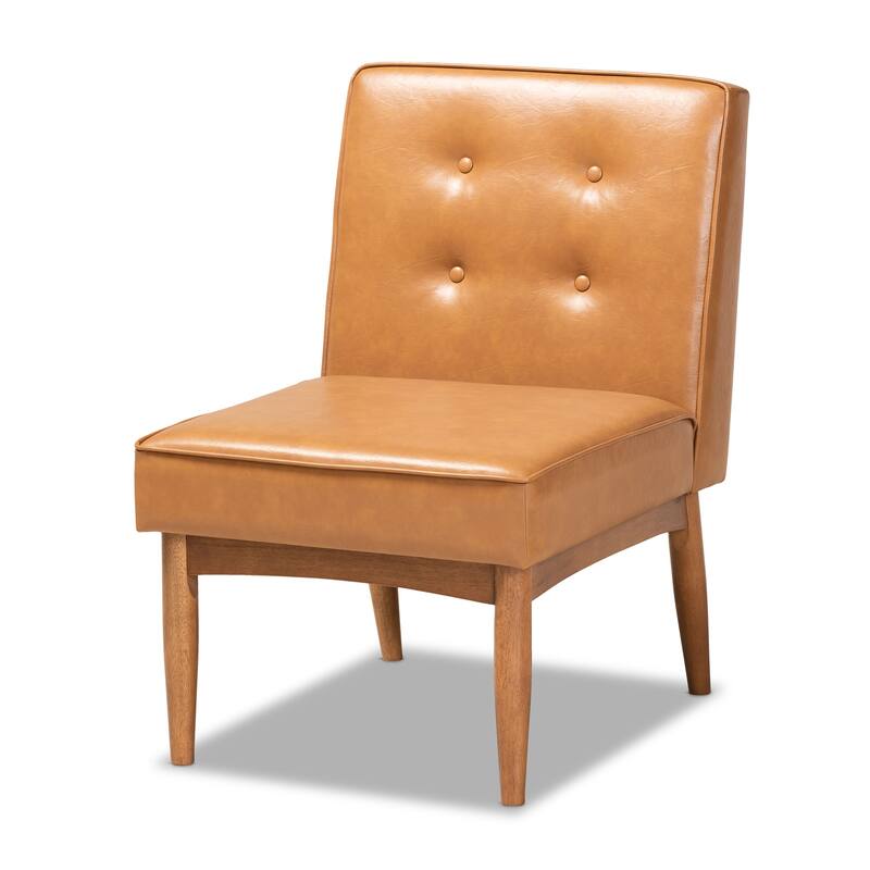 Arvid Tan Faux Leather and Walnut Brown Finished Wood Dining Chair - Tan