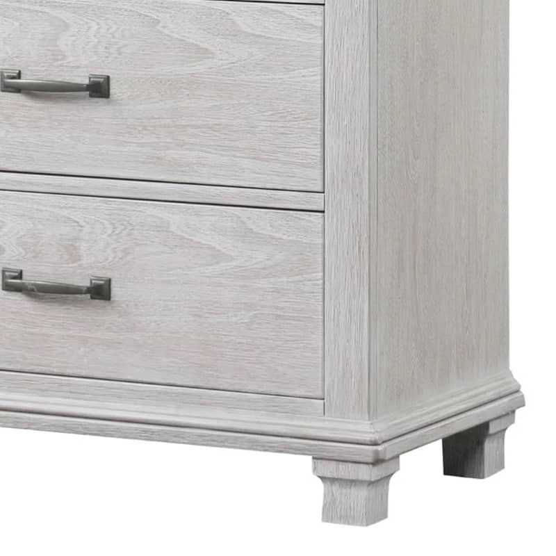 Leyne Tall Dresser Chest, 5 Drawers, Farmhouse Weathered Gray Solid Wood