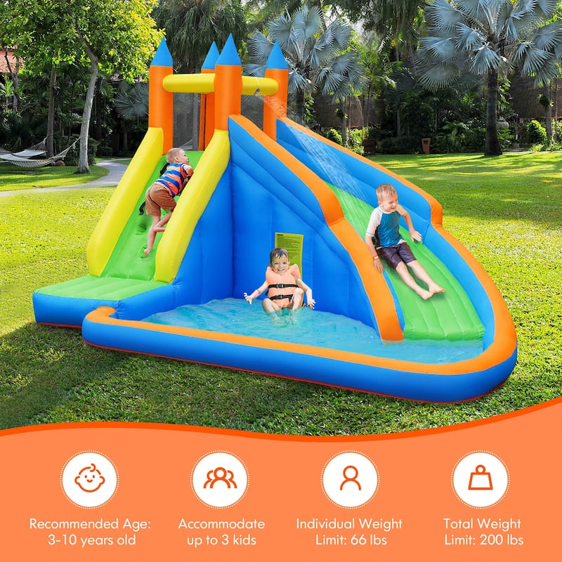 Costway Inflatable Water Slide Mighty Bounce House Castle Splash Pool - as pic shows