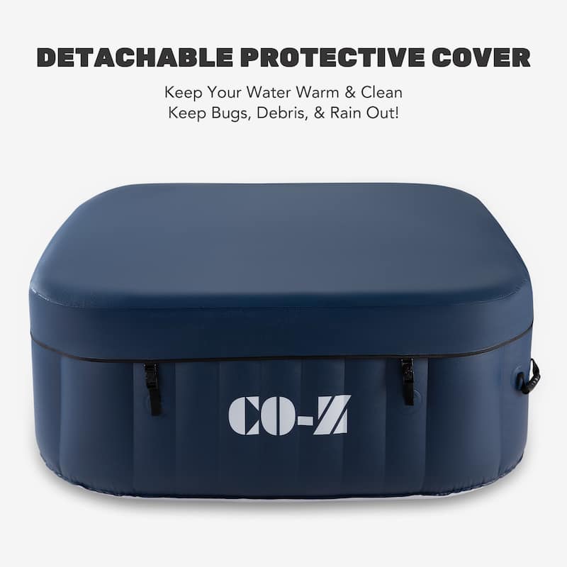 CO-Z Square Inflatable Hot Tub, 4 Person Blow Up Portable Hot Tub