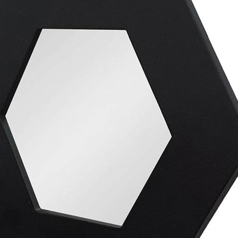 HomeRoots 19" Black Hexagon Wood Framed Accent Mirror - 18.5' X '18.5' X '0.7