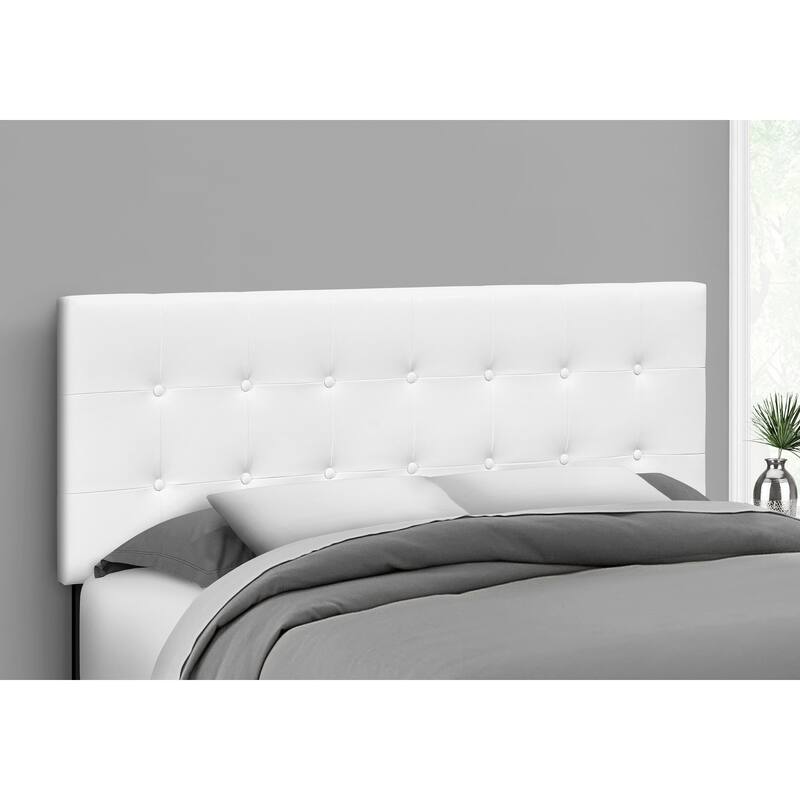 Bed, Headboard Only, Queen Size, Bedroom, Upholstered, White Leather Look, Transitional - White