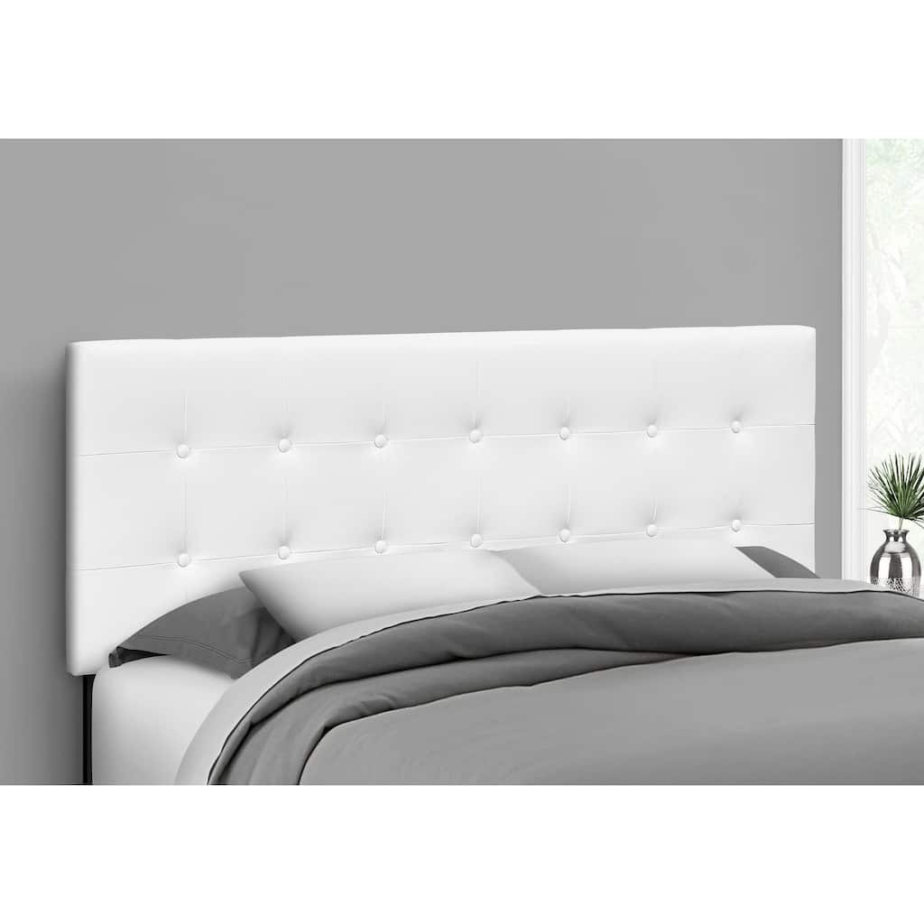 Queen Size Upholstered Headboard, White Leather Look