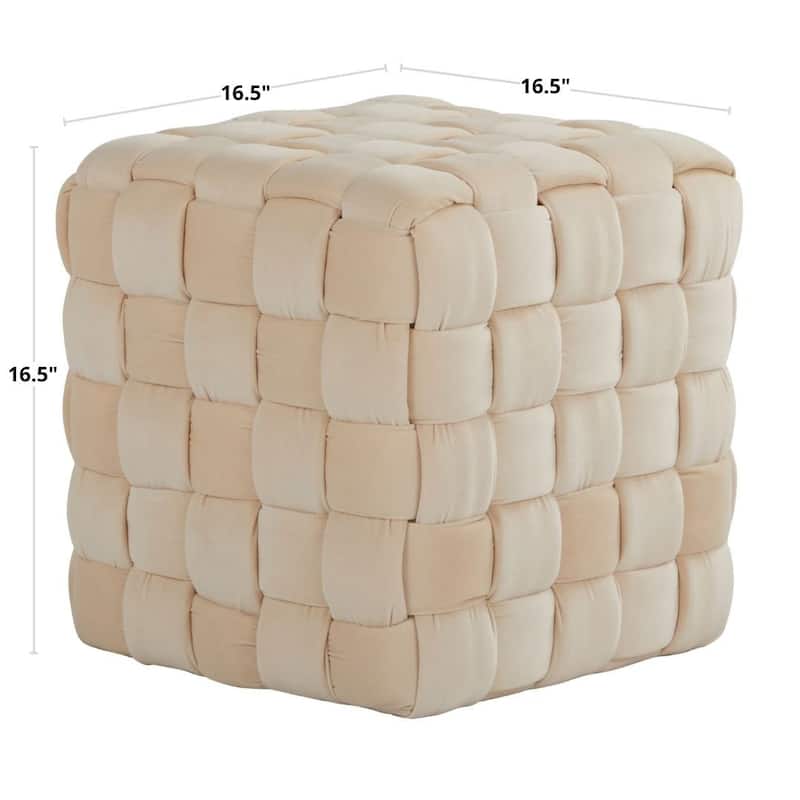Silver Orchid Camilla Braided Square 16" Ottoman
