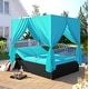 preview thumbnail 2 of 17, Roomfitters Outdoor Patio Wicker Sunbed Daybed with Cushions and Adjustable Seats Blue