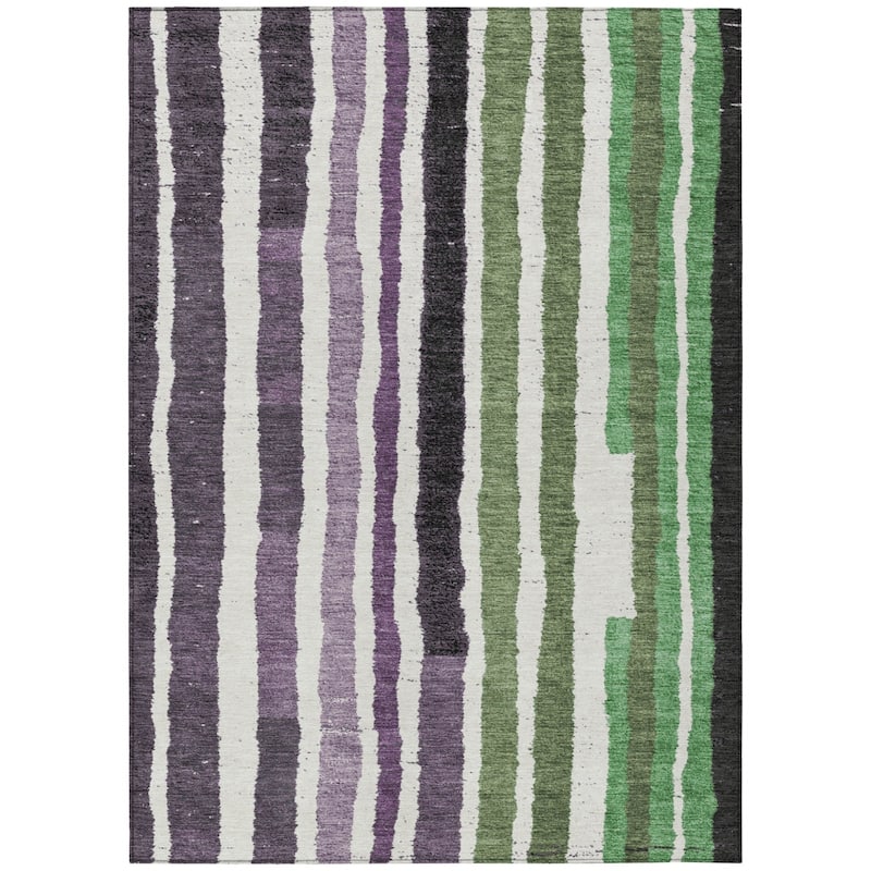 HomeRoots Striped Transitional Rectangle Outdoor Rug - 10' X 14'